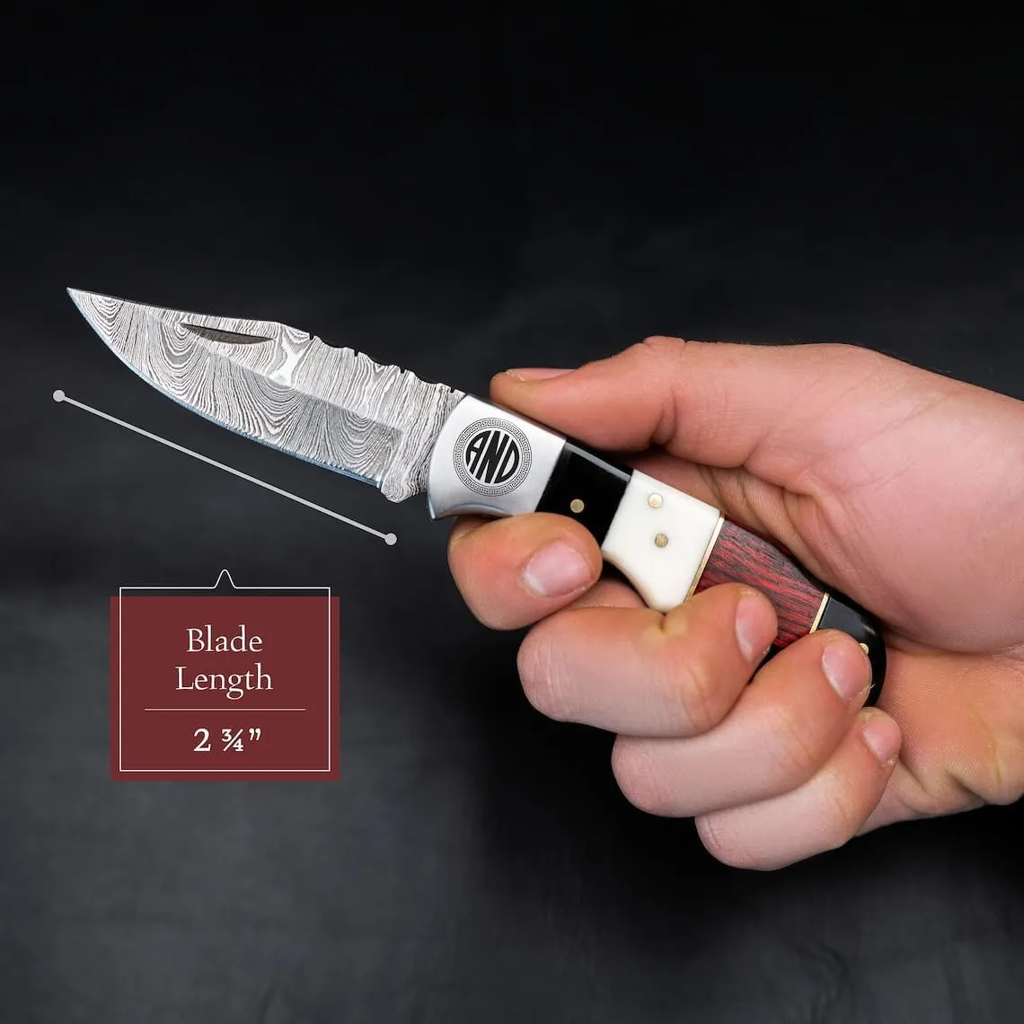 Morf Industries Damascus Pocket Knife - 6.5 Authentic Folding Damascus Blade Groomsmen Gift for Men Personalized Custom Made Camping Knife Gift Idea for Him