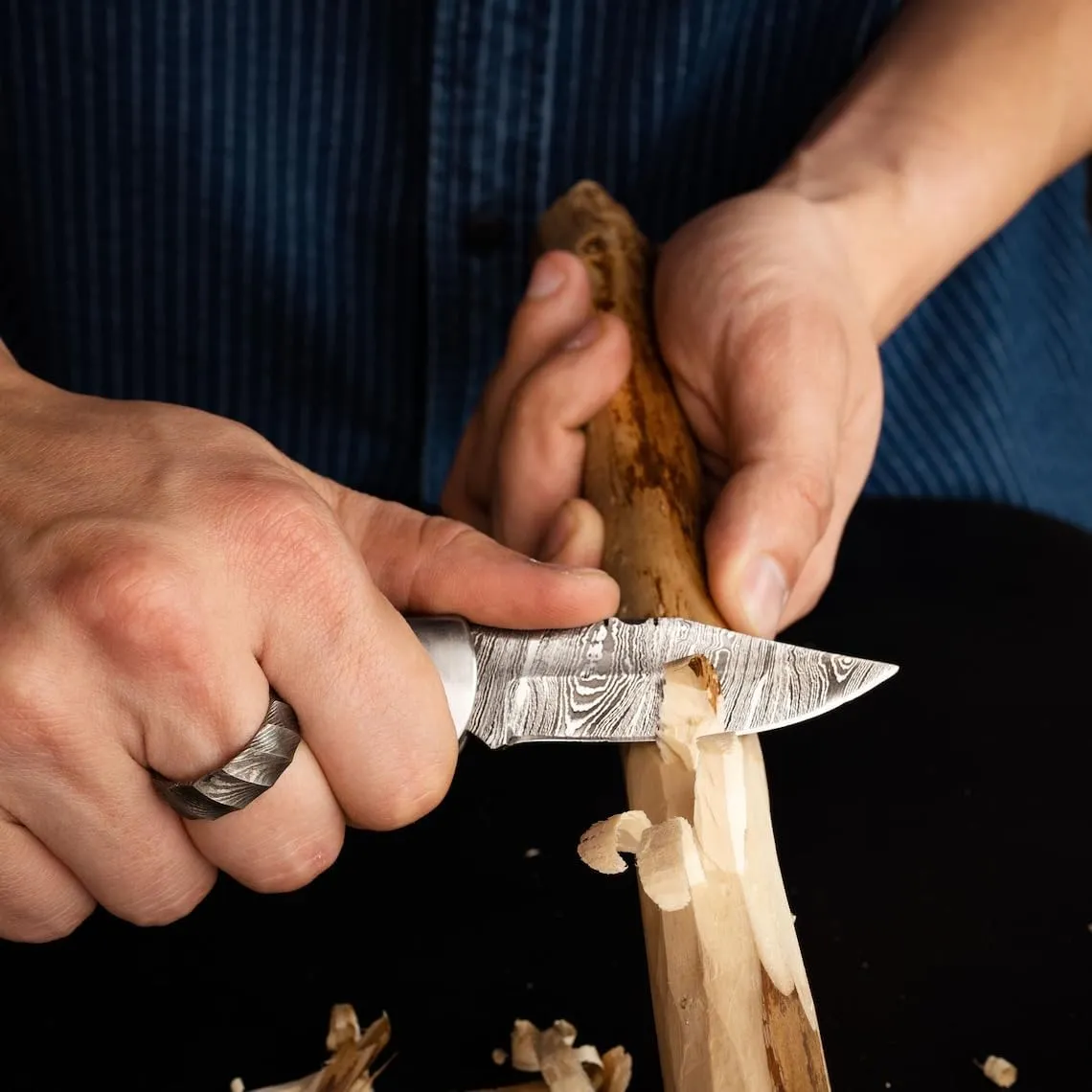 Morf Industries Damascus Pocket Knife - 6.5 Authentic Folding Damascus Blade Groomsmen Gift for Men Personalized Custom Made Camping Knife Gift Idea for Him