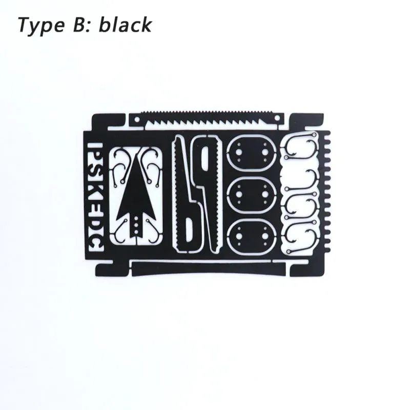 Multi-purpose Stainless Steel Tool Card Trap Button Saw Blade Fish Hook/Fork Knife Blade Outdoor Camping Emergency Tool