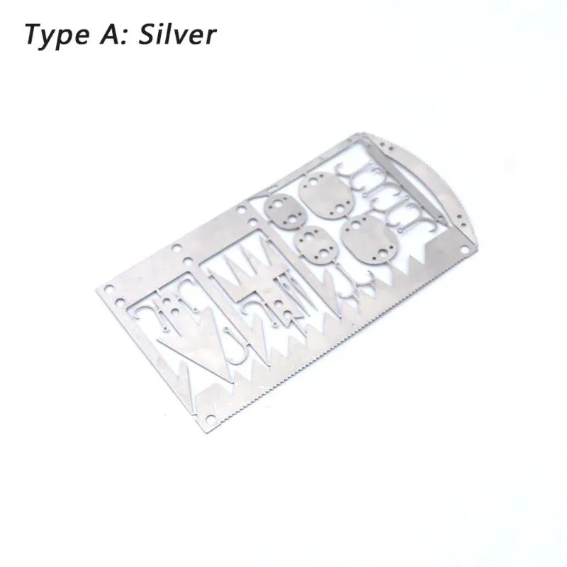 Multi-purpose Stainless Steel Tool Card Trap Button Saw Blade Fish Hook/Fork Knife Blade Outdoor Camping Emergency Tool