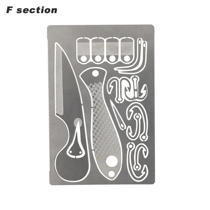 Multi-purpose Stainless Steel Tool Card Trap Button Saw Blade Fish Hook/Fork Knife Blade Outdoor Camping Emergency Tool