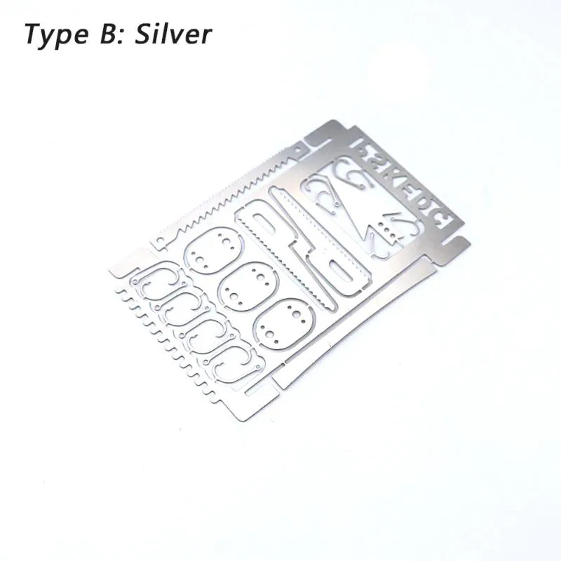 Multi-purpose Stainless Steel Tool Card Trap Button Saw Blade Fish Hook/Fork Knife Blade Outdoor Camping Emergency Tool