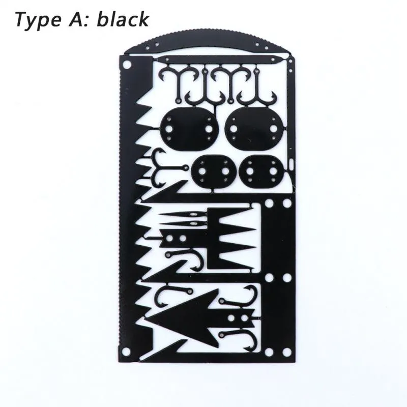 Multi-purpose Stainless Steel Tool Card Trap Button Saw Blade Fish Hook/Fork Knife Blade Outdoor Camping Emergency Tool