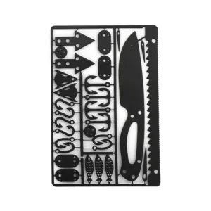 Multi-purpose Stainless Steel Tool Card Trap Button Saw Blade Fish Hook/Fork Knife Blade Outdoor Camping Emergency Tool
