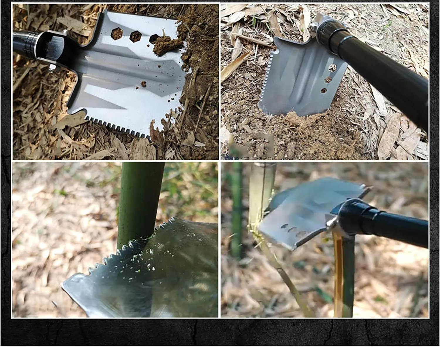 Multifunctional Collapsible Shovel Camping Survival Kits, Survival Shovel Multitool with Axe for Outdoor, Car Emergency, B