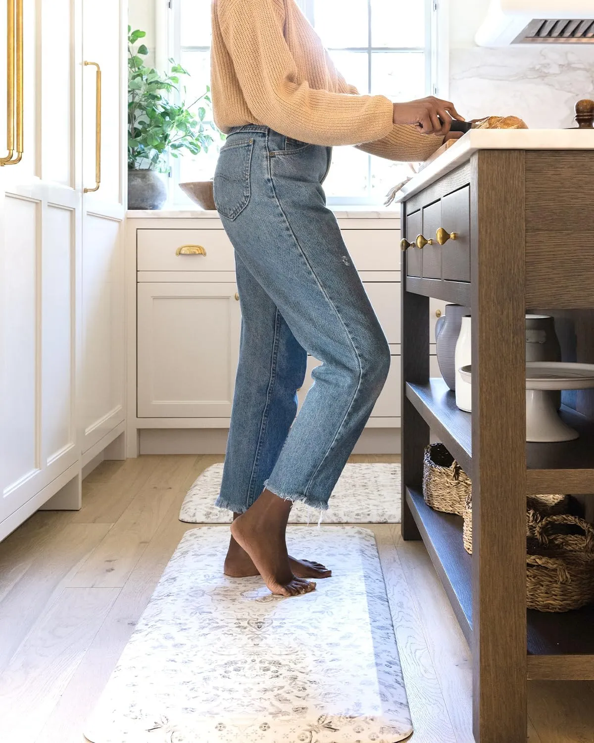 Nama Standing Mat – Anti-Fatigue Cushioned Kitchen Mats for Floor | Ergonomic Bounce-Back Foam Kitchen Mats | Anti-Fatigue Mats for Kitchen & Standing | Emile Latte | 22" x 54"