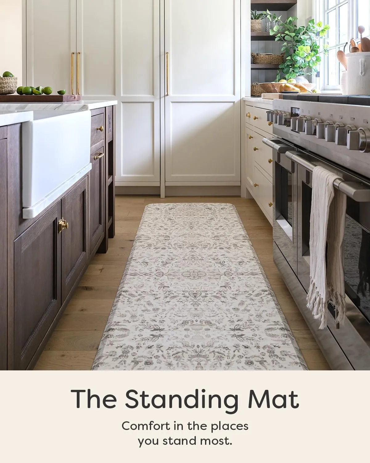 Nama Standing Mat – Anti-Fatigue Cushioned Kitchen Mats for Floor | Ergonomic Bounce-Back Foam Kitchen Mats | Anti-Fatigue Mats for Kitchen & Standing | Emile Latte | 22" x 54"