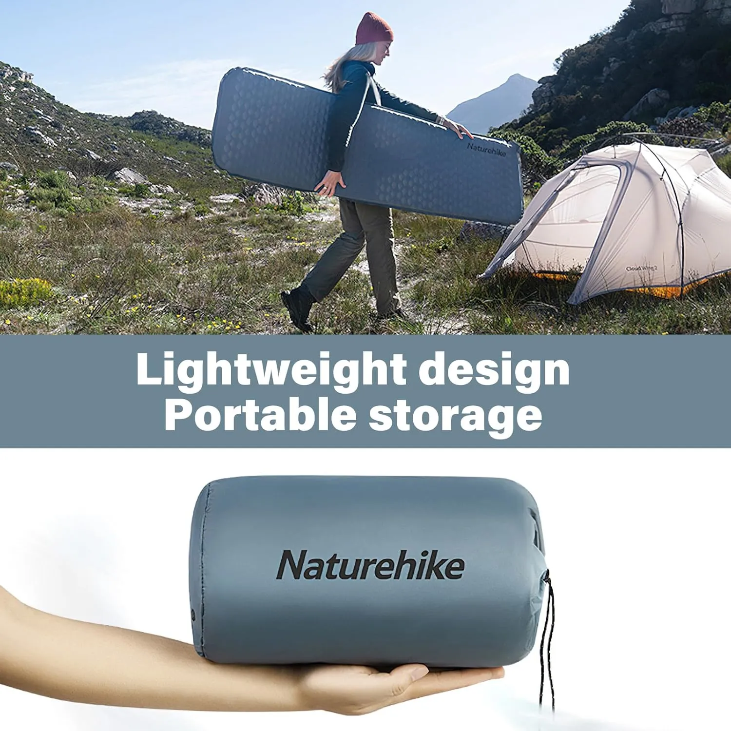 Naturehike Self-Inflating Sleeping Mat Lightweight Comfortable Asleep Pad 1.4" Sponge Filling Ergonomic for Hiking Picnicking Outdoor Activities & Family Camping Portable Foldable (White-Mummy)