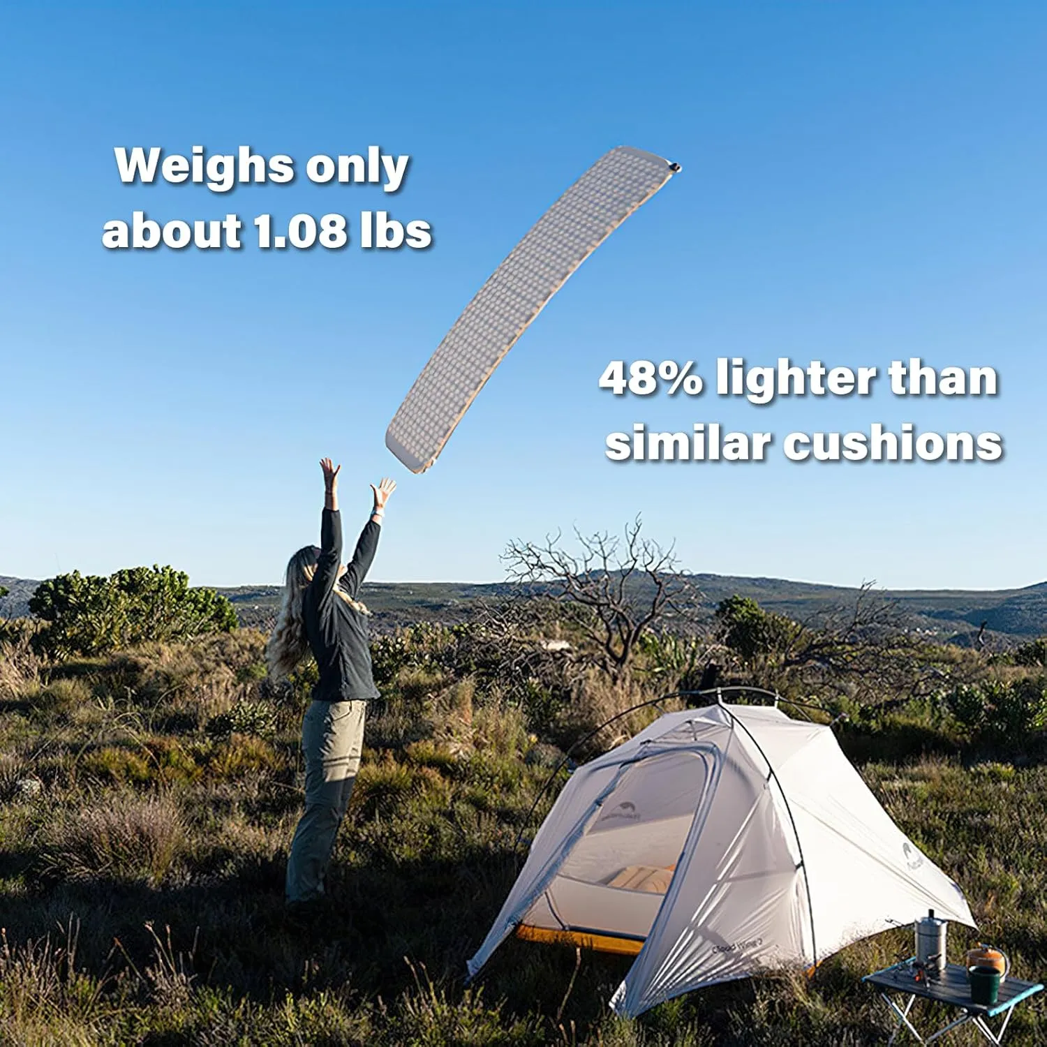 Naturehike Self-Inflating Sleeping Mat Lightweight Comfortable Asleep Pad 1.4" Sponge Filling Ergonomic for Hiking Picnicking Outdoor Activities & Family Camping Portable Foldable (White-Mummy)