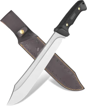 NedFoss 16" Survival Machete with Sheath, D2 Steel 0.22" Thick Full Tang Blade Machete Knife with Flat Grinding, Machete for Cutting Trees, for Yard Work, Clearing Brush with TPE Handle