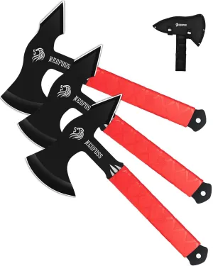 NedFoss Bear Throwing Axe Set with TPR Handle, Throwing Products Pack of 3,11.7“ Full Tang Throwing Axes for Axe Throwing Game, Throwing Game for Recreation and Competition