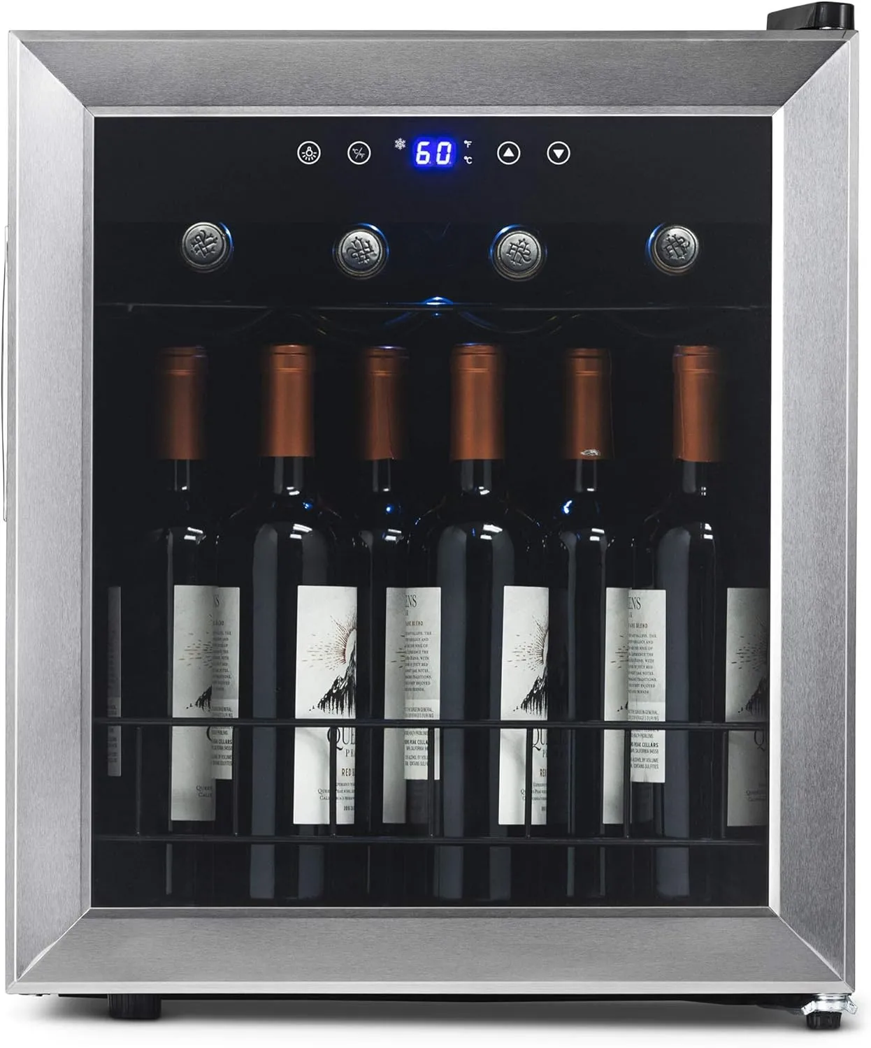 Newair 23 Bottle Wine Fridge, Freestanding or Built-In Refrigerator, Stainless Steel Cooler, UV Protected Glass Door with Recessed Handle, Compressor Cooling