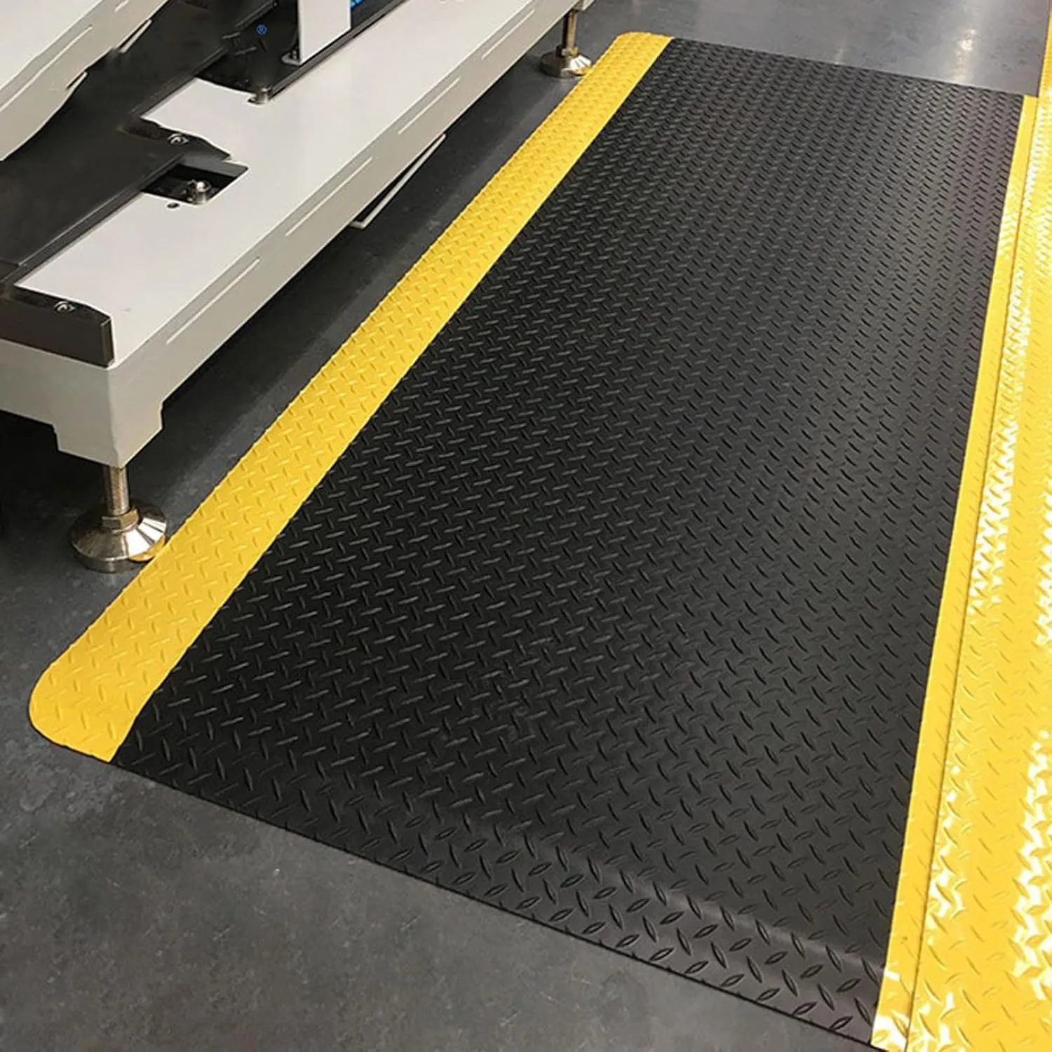 Nisorpa Anti Fatigue Mats Industrial 3' x 5' 15/16" Thick Ergonomic Standing Floor Mat Kitchen Mat for Standing Heavy Duty Commercial Diamond Plate Border Safety Mat Support for Leg & Back Pain