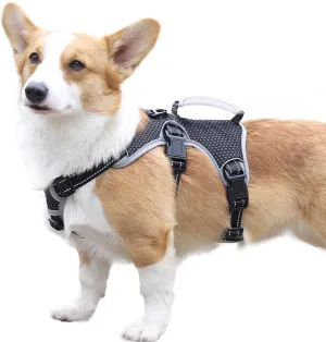 No Escape Dog Harness, Escape Proof Harness, Fully Reflective Harness with Padded Handle, Breathable,Durable, Adjustable Vest for Medium Dogs Walking, Training, and Running Gear (Black, S)