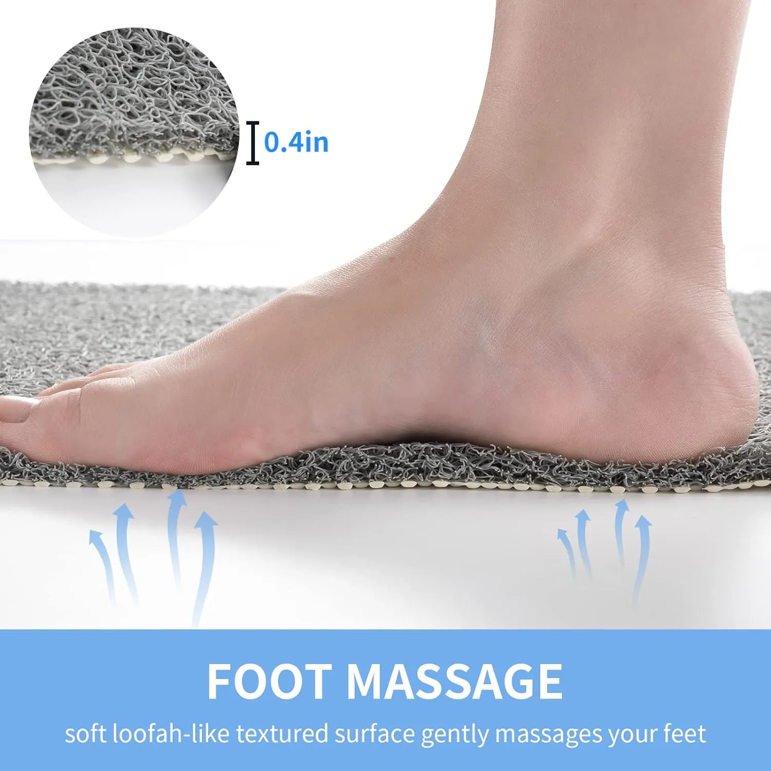 Non Slip Bathtub Mat,Anti Slip Shower Mat,Fast Drying Bath Tub Mats,Foot Scrubber Mat,Anti Slip Mat for Tub,Floor,Bathroom,Home,Kitchen,Hotel (Grey 24x16 Inch)