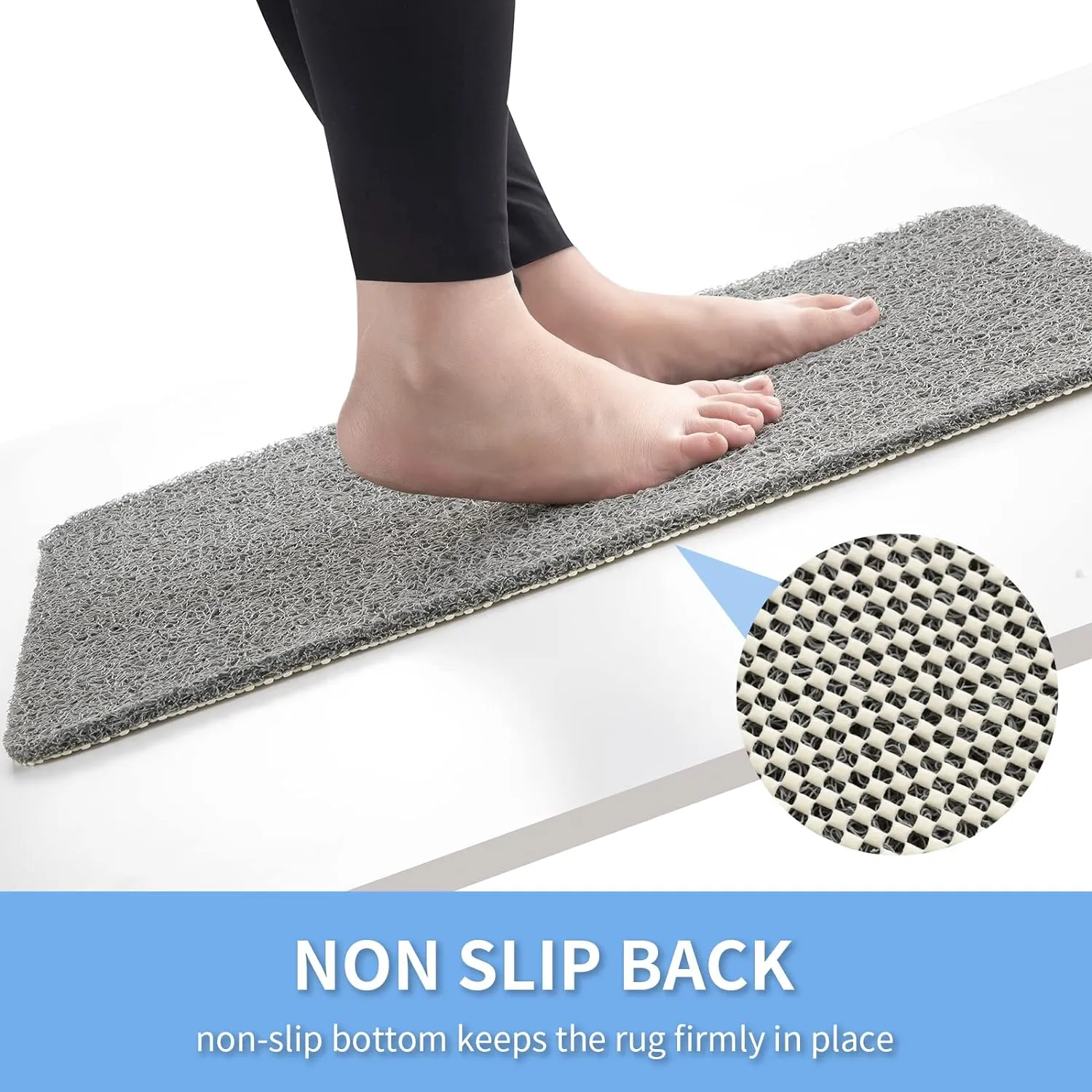 Non Slip Bathtub Mat,Anti Slip Shower Mat,Fast Drying Bath Tub Mats,Foot Scrubber Mat,Anti Slip Mat for Tub,Floor,Bathroom,Home,Kitchen,Hotel (Grey 24x16 Inch)