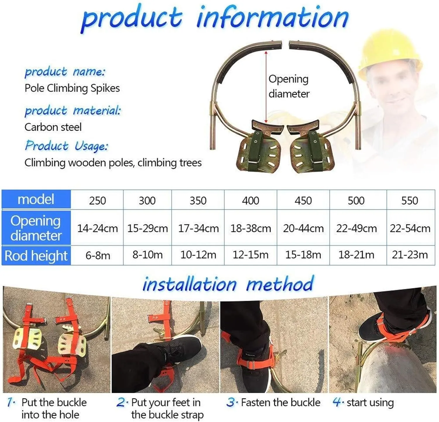 Non-Slip Tree Climbing Tool for Tree Work, Stainless Steel Tree Climbing Gear for Electric Worker, Hunting Observation, Simple to Use(300model)
