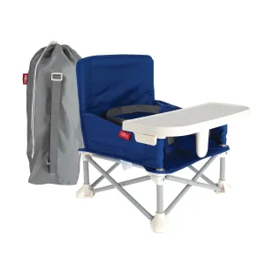 Nuby Easy Go Pop-Up Booster Seat with Removable Tray - 6  Months - Portable Booster Seat for Floor for Indoor/Outdoor Use - 3-Point Safety Adjustable Straps - Includes Travel Bag - Blue