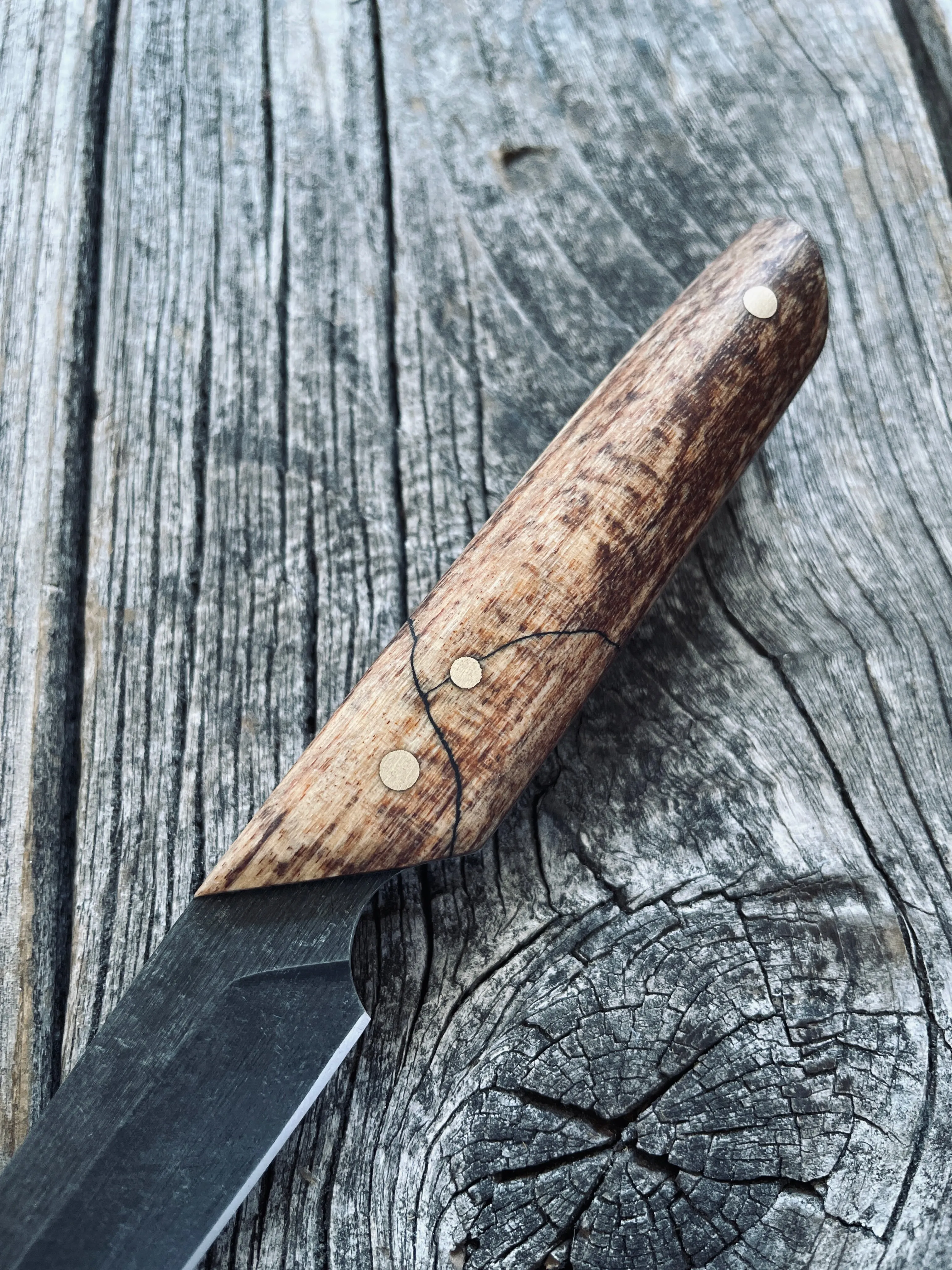 Ocelot Pocket EDC knife — Spalted Maple & Brass