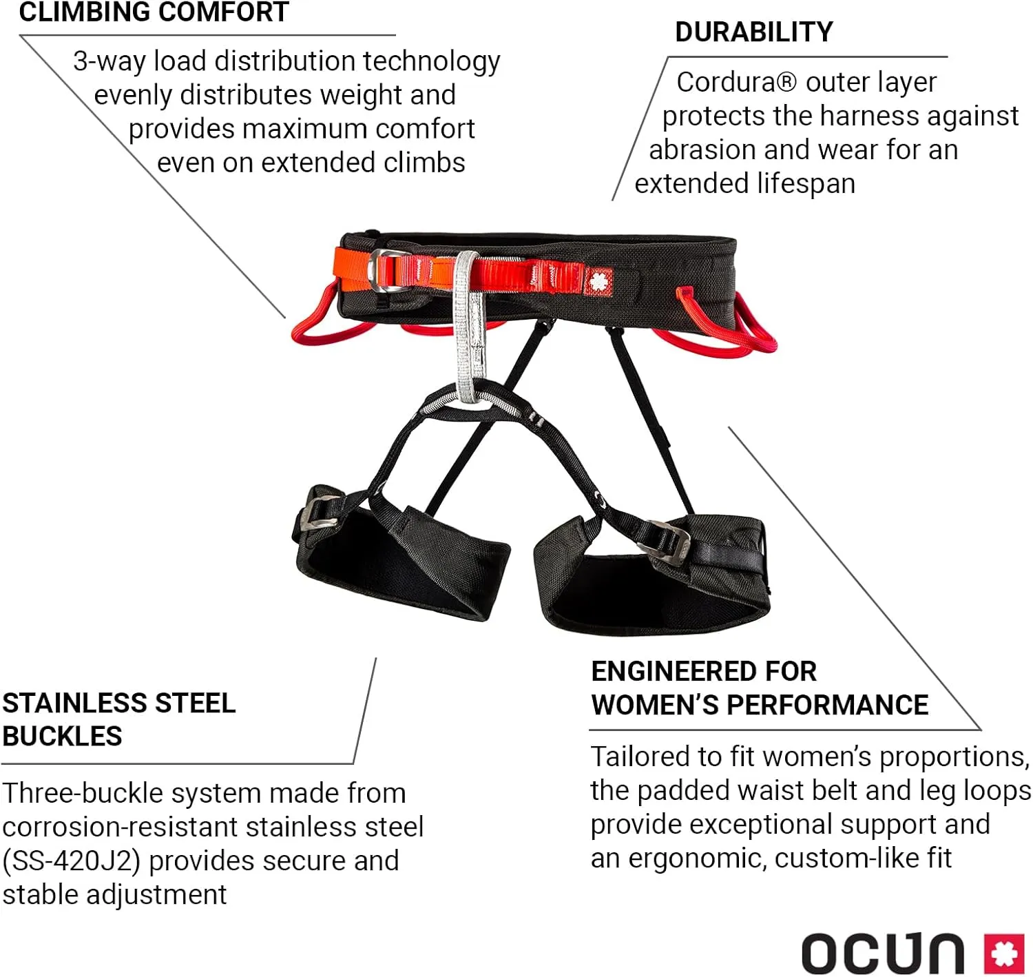 Ocun Women’s Levit Lady Rock Climbing Harness, Indoor, Alpine & Sport Climbs