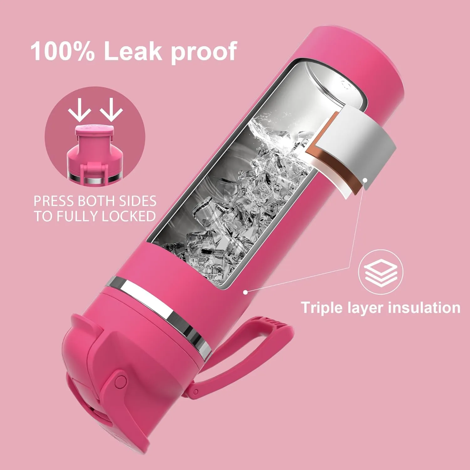 OISIZ Insulated Water Bottle 24 oz with 2-in-1 Straw and Swig Lid, Leakproof and BPA Free, Keep Cold 24H, Vacuum Stainless Steel Water Bottle for School, Travel and Sports, All Dishwasher Safe