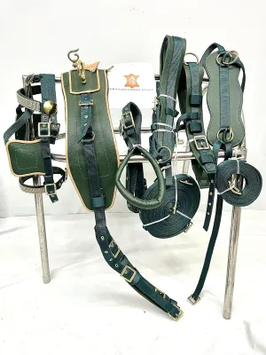 Olive Green Nylon Driving Harness | Beige Patent Piping | Full | Cob | Pony | Shetland | Mini |
