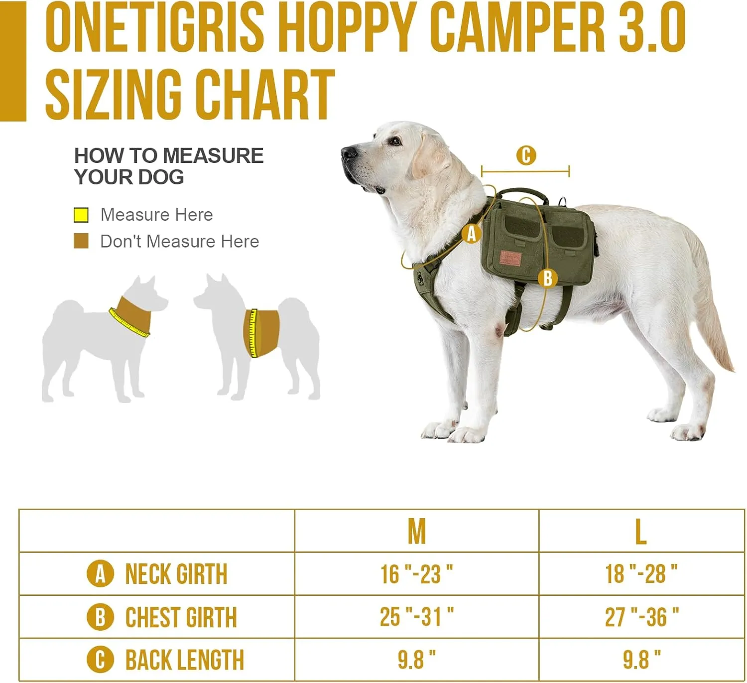 OneTigris Dog Hiking Backpack, Dog Pack for Medium Large Dogs, HOPPY CAMPER 3.0 Dog Saddle Bag Harness Outdoor Hiking (M, Green)