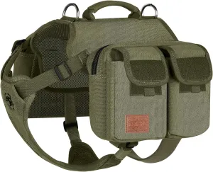 OneTigris Dog Hiking Backpack, Dog Pack for Medium Large Dogs, HOPPY CAMPER 3.0 Dog Saddle Bag Harness Outdoor Hiking (M, Green)