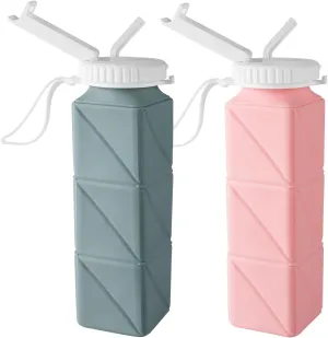 Opard Collapsible Water Bottles BPA Free Leak Proof Foldable Silicone Bottle with Anti-Collapse Ring for Travel Camping Hiking Running Sport