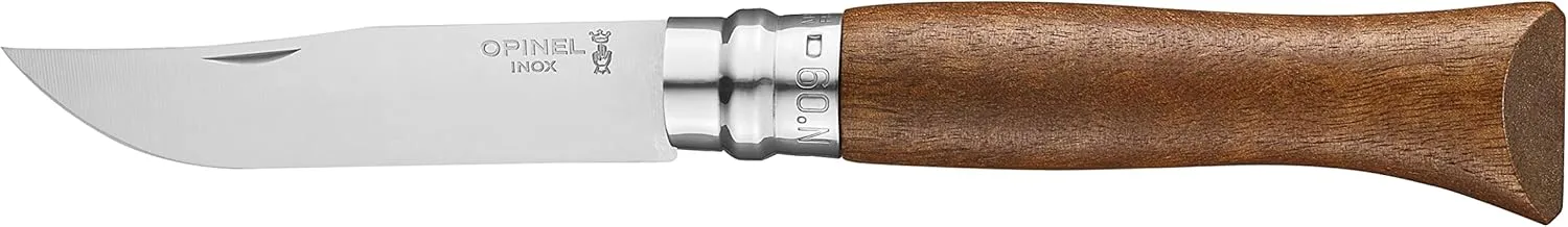 OPINEL No.06-No.09 Premium Woods, Stainless Steel Folding Pocket Knife, Made in France (No.09/Walnut)