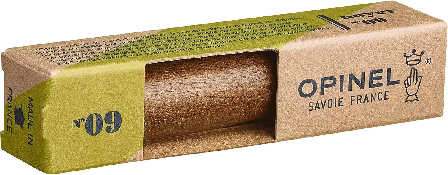 OPINEL No.06-No.09 Premium Woods, Stainless Steel Folding Pocket Knife, Made in France (No.09/Walnut)