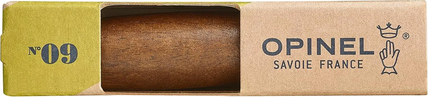 OPINEL No.06-No.09 Premium Woods, Stainless Steel Folding Pocket Knife, Made in France (No.09/Walnut)
