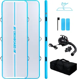 ORHOBOARD Inflatable Gymnastics Mat - 10’ Thick & Premium Heat Sealed Process, 1 1 Double-layer PVC Fitness Mats with Electric Pump, Repair Kit & Backpack - Multi-Scene exercise Mat Use for Outdoor
