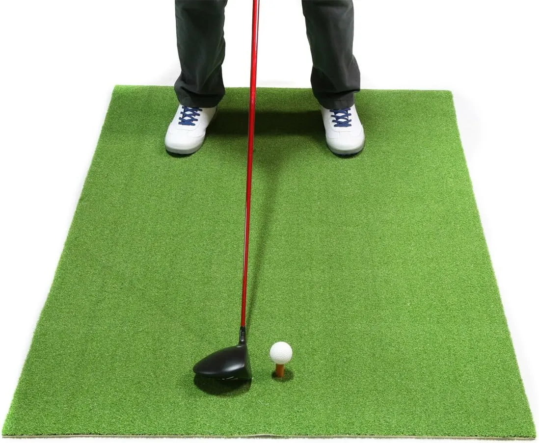 Orlimar Golf Mat, Practice Indoor or Outdoor, 3’ x 5’ Artificial Turf Hitting Mat with Rubber Tee