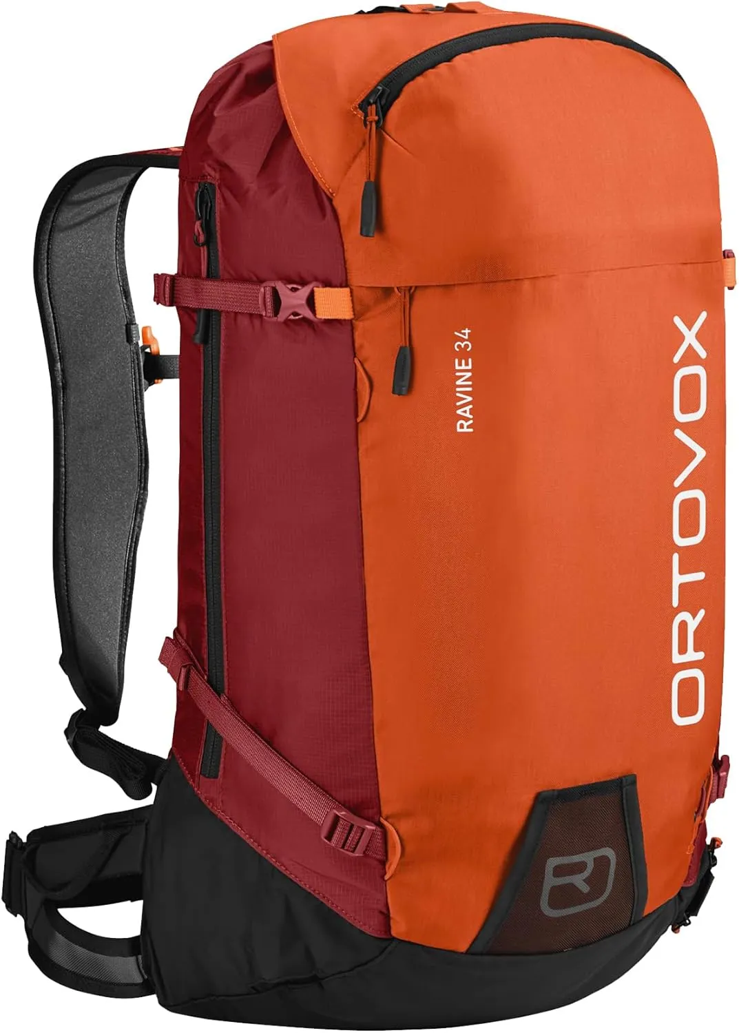 Ortovox Ravine 34L Backpack, Lightweight Freeride & High Alpine Ski Tour Pack for Alpine Tours & Backcountry, Men & Women - Hot Orange