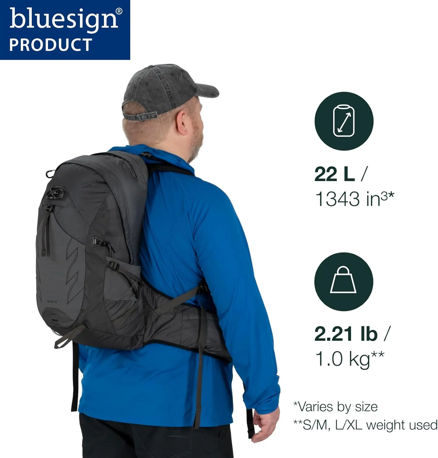 Osprey Talon 22L Men's Hiking Backpack with Hipbelt, Ceramic Blue, S/M, Extended Fit