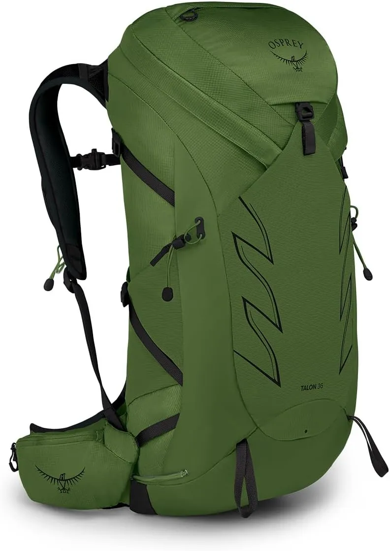 Osprey Talon 36L Men's Hiking Backpack with Hipbelt, Green Belt/Black S/M