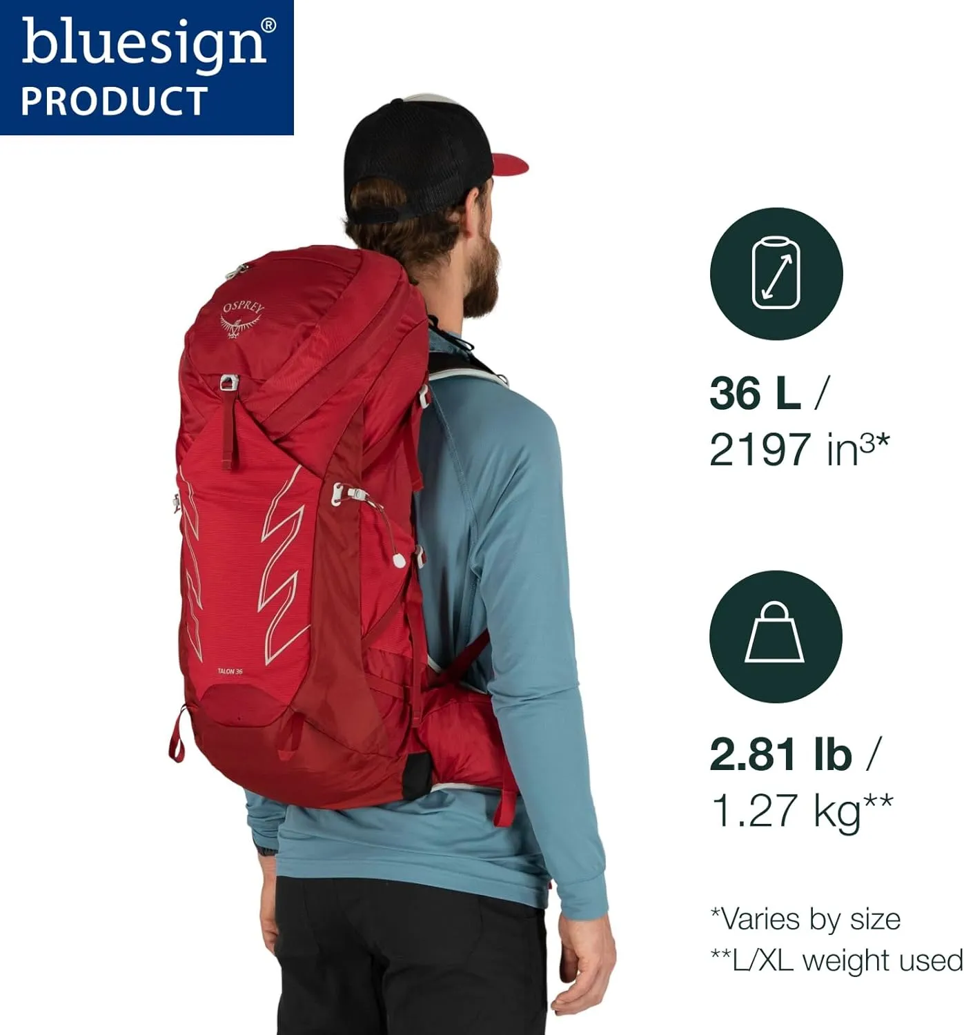 Osprey Talon 36L Men's Hiking Backpack with Hipbelt, Green Belt/Black S/M