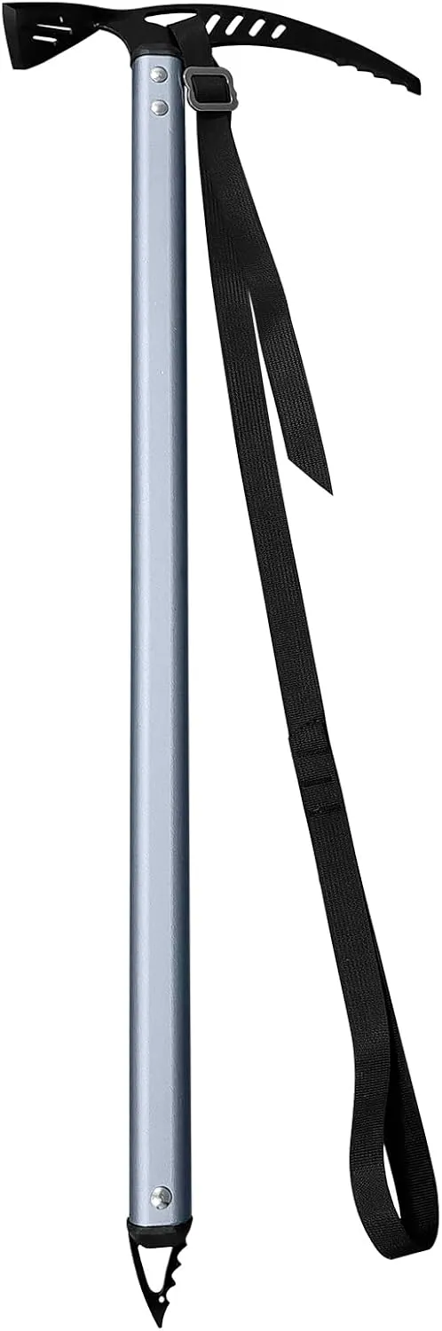 Outdoor Camping Ice Axe Walking Pick for Camping Aluminum Alloy Mountaineering Axe Glacier Climbing Tool Lightweight Design,70 Cm Gray
