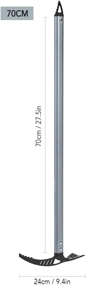 Outdoor Camping Ice Axe Walking Pick for Camping Aluminum Alloy Mountaineering Axe Glacier Climbing Tool Lightweight Design,70 Cm Gray