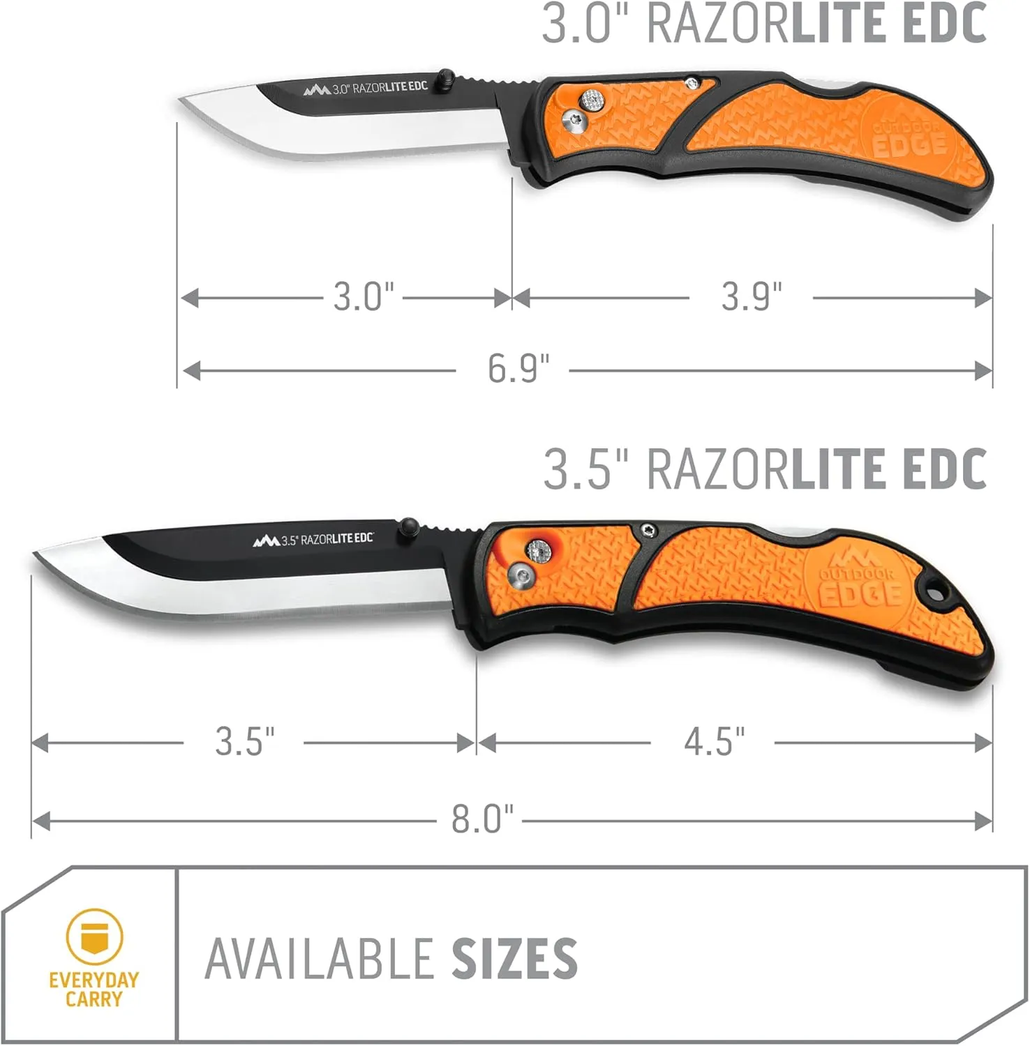 OUTDOOR EDGE 3.5" RazorLite EDC Knife. Pocket Knife with Replaceable Blades and Clip. Perfect For Hunting & Skinning Deer. Blaze Orange with 30 Blades.