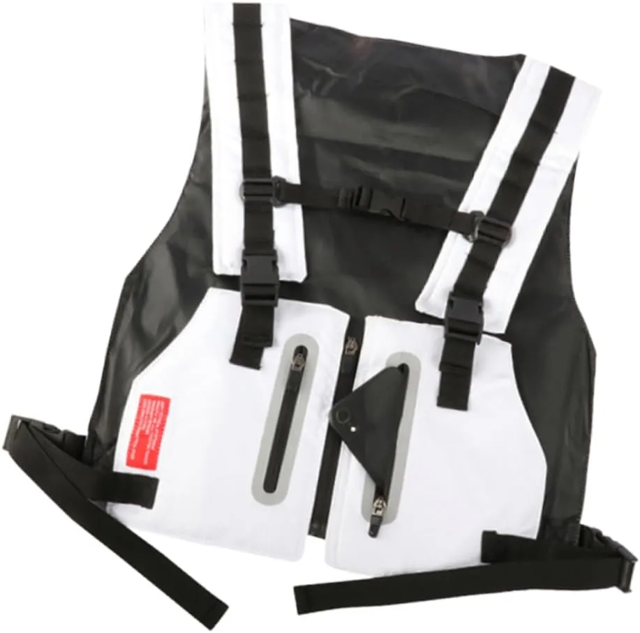 Outdoor Fitness Vest for Men Reflective Running Vest with Multi Pockets for Camping and Training White