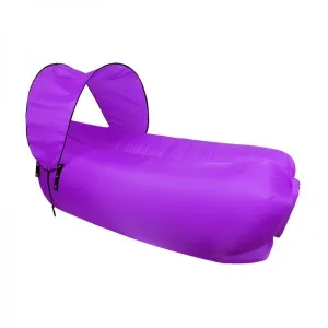Outdoor Lazy Sofa Ship-Shaped Sleeping Bed With Sunshade Cap-Purple