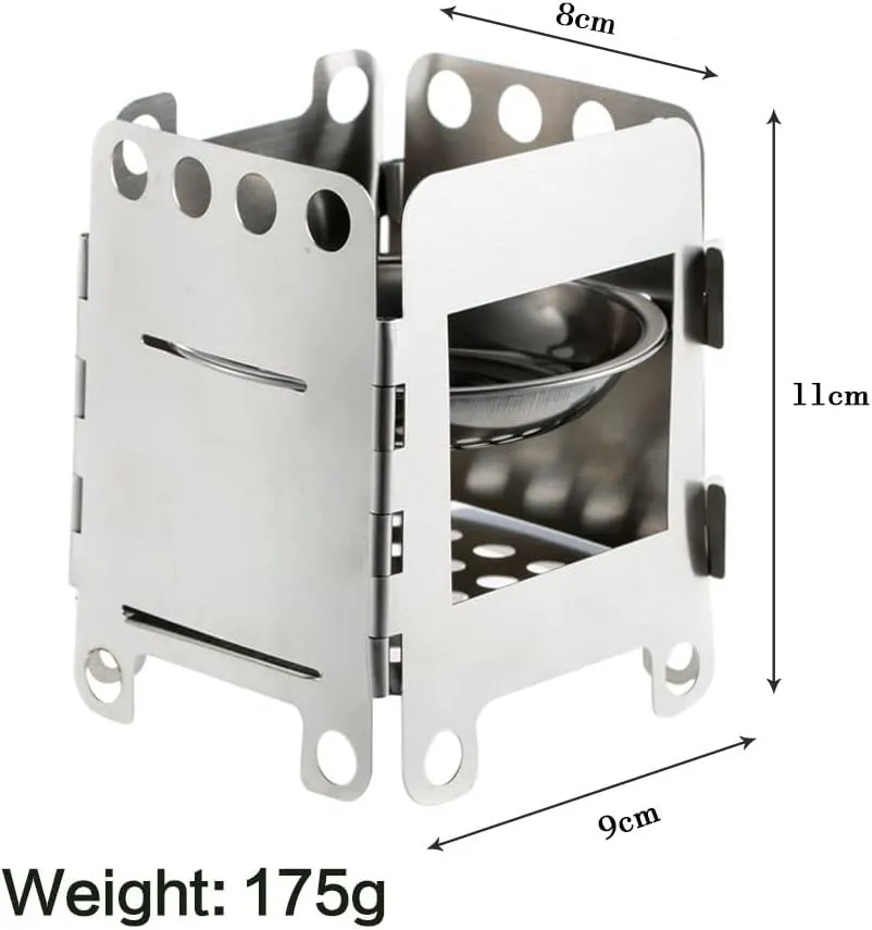 Outdoor Portable Camping Hiking Stainless Steel Card Wood Stove Wild Backpack Chain Stove