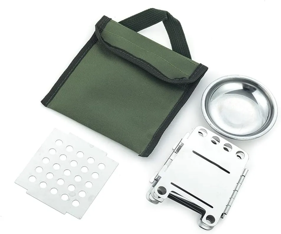 Outdoor Portable Camping Hiking Stainless Steel Card Wood Stove Wild Backpack Chain Stove