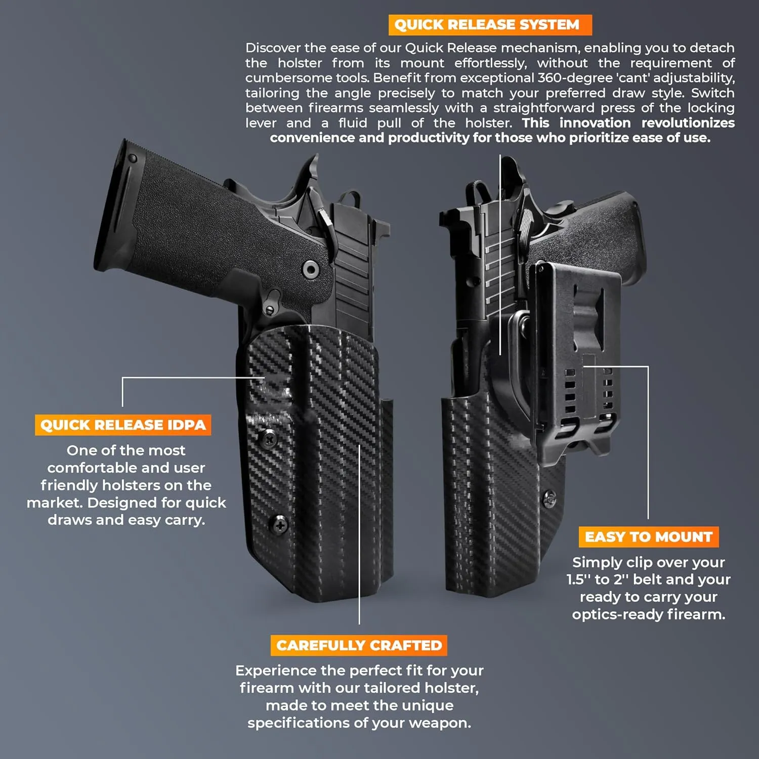 OWB Quick Detach IDPA - Outside The Waistband Holster - fits Bul Armory Axe FS Tomahawk