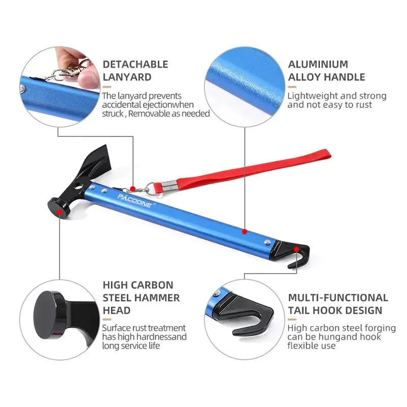 PACOONE Outdoor Survival Hammer Aluminium Alloy Multi-tool