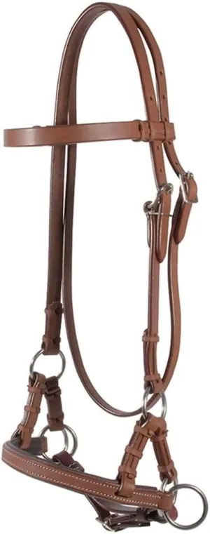 Padded Nose Leather Side Pull | Ideal Bitless Training Aid | Hand Rubbed & Oiled Heavyweight Harness | Comfortable Padded Noseband | Adjustable & Durable