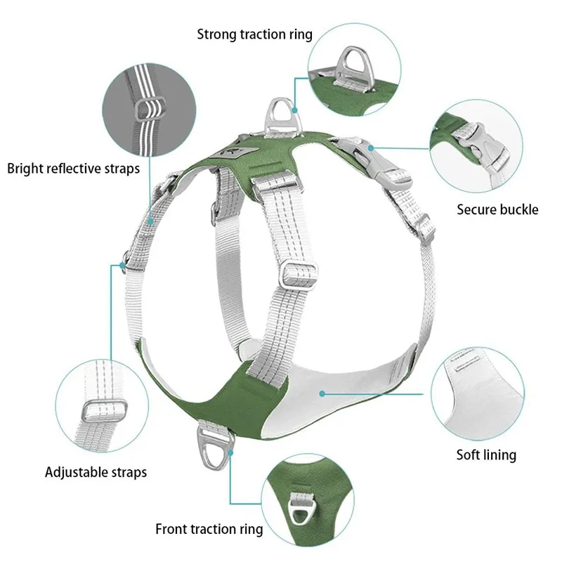 Padded Reflective Nylon Dog Harness