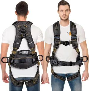 Palmer Safety Fall Protection Construction Safety Harness - QCB Chest and Legs - Aluminum D-Rings - Oil and Dust Resistant